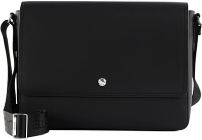 LACOSTE schoudertas laptoptas met laptopvak Langon Messenger Bag Noir zwart
