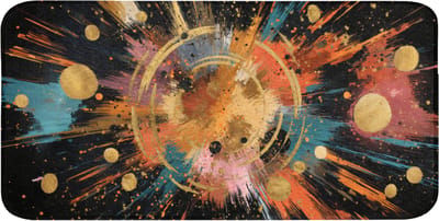 WC mat 120x60 cm - Antislip - Explosie - Verfstructuur - Goud - Abstract - Toiletmat - Vloermat - Douchemat - Toilet tapijt - Toiletmatten