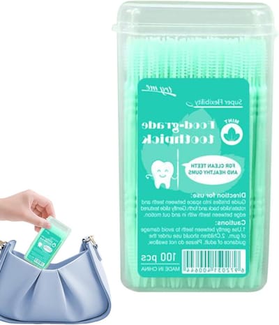 Tandenstokers Dubbele Kop - Visgraat Stokjes - Mondhygiëne Verbeteren - Zachte Dieptereiniging - 100 Stuks - Multicolor