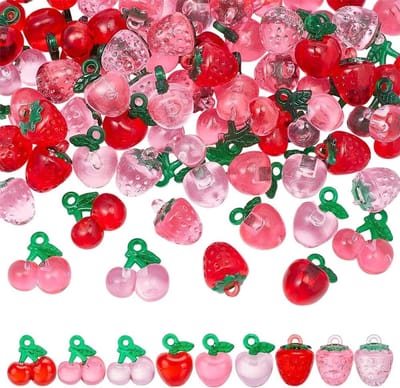 72 Stuks Schattige Fruit Flatback Resin Charms, Mini Aardbei, Kers en Appel Versieringen voor Haarclips, Telefooncases en Creatieve Knutselprojecten