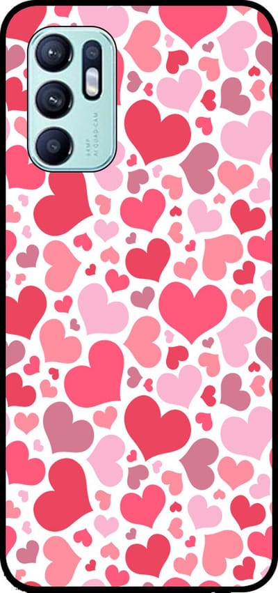 Smartphonica Telefoonhoesje Geschikt voor Oppo Reno 6 4G met Hartjes Print - Hearts Design TPU Backcover Case - Kinder Hoesje met Hartjes Design geschikt voor Oppo Reno6 4G