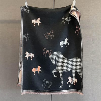 Winter Warm Kasjmier Duizend Vleugels Ruit Paardenhoofd Print Sjaal Voor Vrouwen Luxe Print Pashmina Sjaal Wikkel Sjaals One Size gray