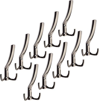 10 delige set grote kledinghaken - donker chroom - 143 x 76 x 67 mm