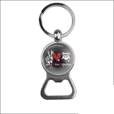 Bieropener Glas - Peace Love Bulldogs