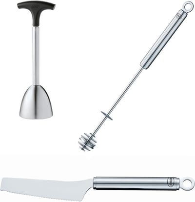 Rösle - Kookgerei set - Eiertopper - Honinglepel - Smeermes - RVS - 3 stuks