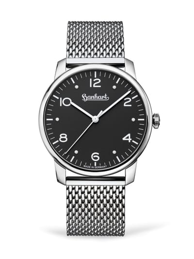 Hanhart Pioneer Silva - zwarte wijzerplaat - 38,5 mm - Milanaise band