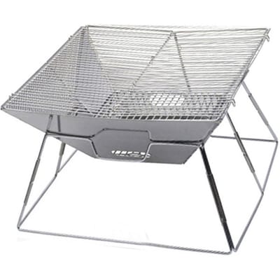 Gril Barbecue Acier Inoxydable Portable Pliant Camping BBQ Charbon de Bois pour Maison Extérieur Pique-nique white