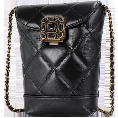 Mobiele Telefoon Tas met Bovenlaag Echt Leer Mobiele Telefoon Tas voor Vrouwen Mini Kleine Tas Veelzijdige Diamanten Ketting Tas Zacht Leer voor Vrouwen black
