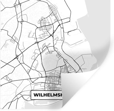 Muurstickers - Sticker Folie - Wilhemshaven - Plattegrond - Kaart - Stadskaart - 100x100 cm - Plakfolie - Muurstickers Kinderkamer - Zelfklevend Behang XXL - Zelfklevend behangpapier - Stickerfolie