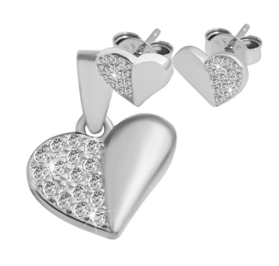 AKZENT Akzent dames-sieradenset "Lakota" van 925 Sterlingzilver, gerhodineerd, sieradenset hart