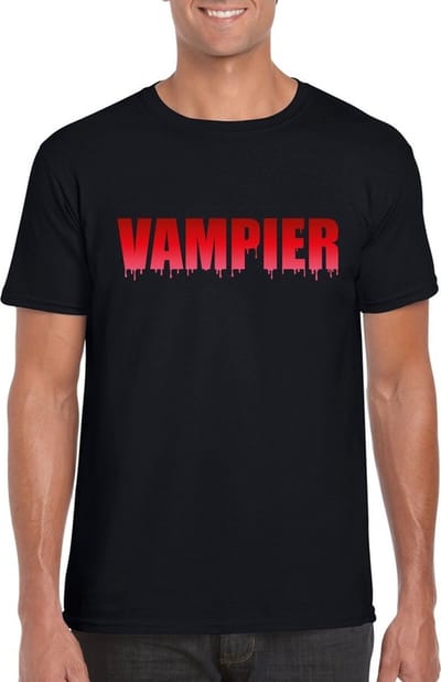 Halloween vampier tekst t-shirt zwart heren - Halloween kostuum S