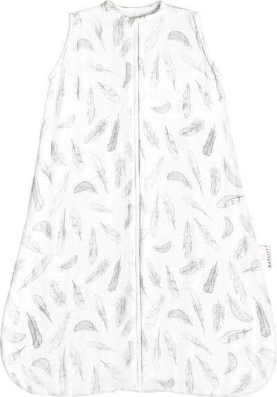 Slaapzak - Anti muggen - Zeer dun materiaal - Maylily - 12-18 maanden - Silver Feathers print - Schrikt muggen, teken en andere insecten af - Heel zacht - Bamboe Viscose Katoen