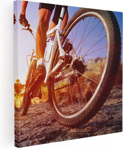 Artaza Canvas Schilderij Fiets - 30x30 cm - Klein - Wanddecoratie Zon - Muurdecoratie Sport - Kamer Accessoires