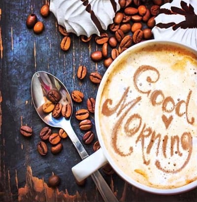 Diamond painting 25x25cm - koffie, good morning - ronde steentjes