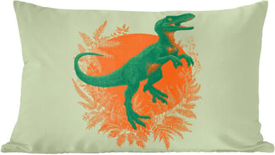 Sierkussens - Kussentjes Woonkamer - 60x40 cm - Dinosaurus - Groen - Planten - Cirkel