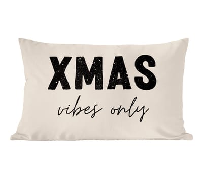 Sierkussens - Kussentjes Woonkamer - 60x40 cm - Kerst - Spreuk - xmas vibes only - Beige