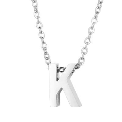 Aramat Jewels | Halskettingen | Stalen Initiaal Letterketting Vrouw – 45cm Zilverkleurig Gepersonaliseerd | K | |1,5mm | Staal | Volwassenen | Verkleurd niet