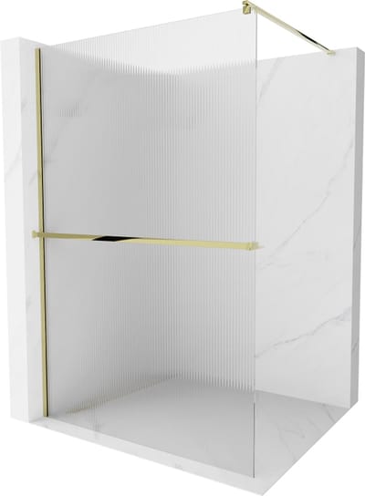 Mexen Kioto+ douchewand met plank Walk-in 70 x 200 , strepen, goud - 800-070-121-50-09