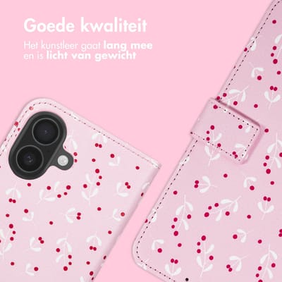 imoshion Hoesje - Geschikt voor Apple iPhone 16 - Design Bookcase smartphone - Blush Berries