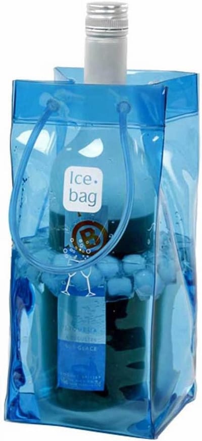 Mobiele IJszak - Koeler Fles - Drank Koelen - Draagbaar Opbergbaar - Maat L - Blauw