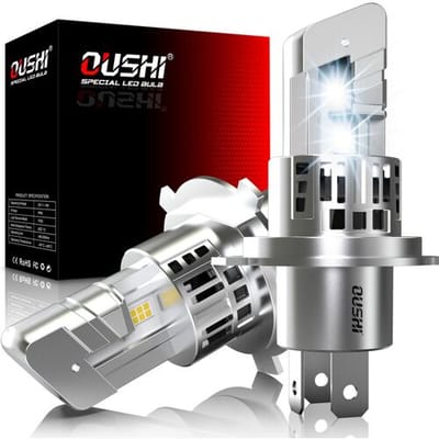 OUSHI H4 LED koplampen, 600% verbeterd, 6500K xenon-wit, 1:1 mini-formaat, 30.000 lm, plug-and-play, HB2 9003 hoog-/laagstraal