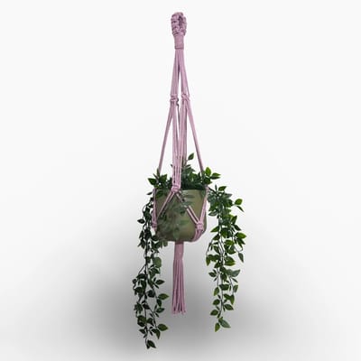 Plantenhanger 'Funky' - Kies kleur en lengte - Oud Roze - 100 cm lang - Katoenkoord - Geschikt voor Pot met Diameter t/m 20 cm - Handgemaakt in ons Macramé Atelier - Prijs per Stuk - Let op: Exclusief Pot - Inclusief Verzendkosten