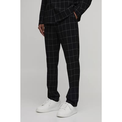 Pantalon Met Ruitjespatroon En Rechte Tailored Pasvorm | Black | Size 28