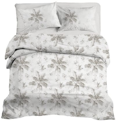 LINNICK Dekbedovertrek Katoen Renforcé Loretto - Beige - Dekbedovertrek 200x200/220cm - 100% Katoen - Tweepersoons - Dekbedovertrekken - Botanisch Dekbedovertrek