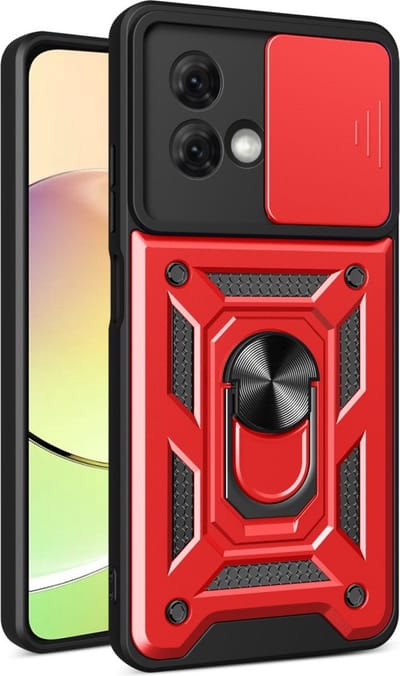 Coverup Hoesje - Geschikt voor Motorola Moto G84 Hoesje - Coverup Armor Ring Kickstand Back Cover met Camera Shield - Rood