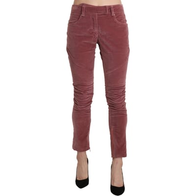 Velvet Skinny Broek met Ritsdetail