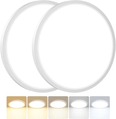 Moderne LED Deckenlamp met 5 Kleuren en IP54 Waterdicht, 24W Plafondverlichting voor Badkamer, Hal en Slaapkamer, 33 * 1.6cm