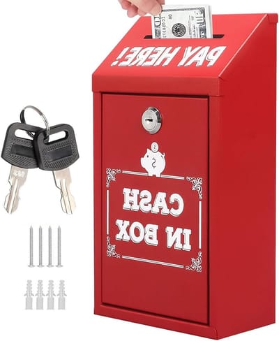 Donatiebox - Inzamelbus Brievenbus - Fondsenwerving Organiseren - Verbeterde Diefstalpreventie - 10x16x10 cm - Rood