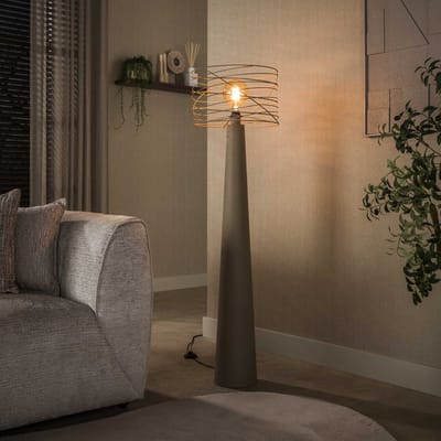 PS-Collection Vloerlamp Beige Metaal Spiraal Curl 1-Lichts Ø40 - vloerlampen woonkamer, vloerlamp zwart, vloerlamp industrieel, vloer lamp, vloerlampen landelijk, staande lampen woonkamer, staande lampen, staande lamp industrieel