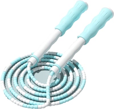 QTTVBTNA – 1 Stuk Sport Springtouw -Segment Tangle Free - Fitness Jump Rope Met Zachte Kralen - Voor Cardio Training Workout Conditie en Kracht - Speed Skipping Touw Voor Binnen en Buiten Sport - Duurzaam Lichtgewicht Makkelijk Meenemen- 2.6m-Blauw