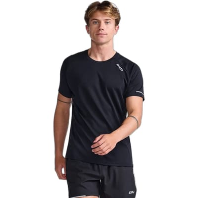 2XU Aero Tee Heren - sportshirts - zwart/grijs - Mannen