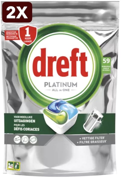 2 x Dreft Platinum Allin1 - 59 tabs 879g original Vaatwastabletten