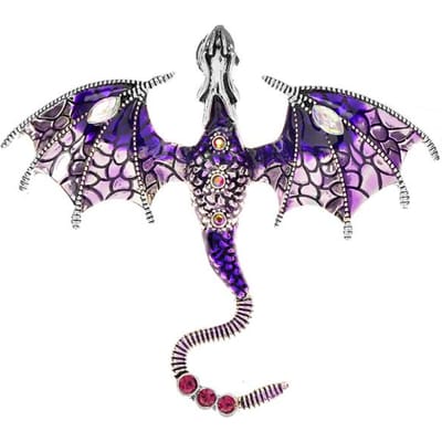 Broche Dragon en Émail Belle Épingle Animal Légendaire Couleurs Disponibles Bijoux d'Hiver Haute Qualité Nouveau violet