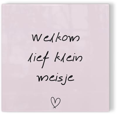Tegeltje Welkom lief klein meisje - roze - tegeltje geboorte - tegeltje met tekst