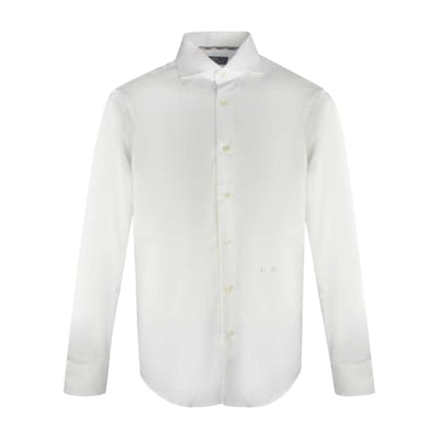 Aquascutum Heren Geborduurd Logo Shirt Met Lange Mouwen (Wit)