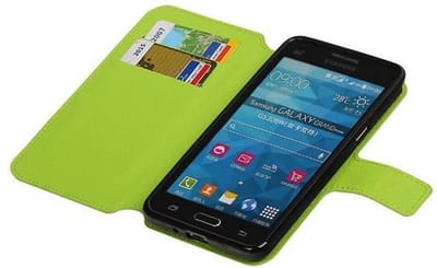 Cross Pattern TPU Bookstyle Wallet Case Hoesje Geschikt voor Samsung Galaxy Prime G530F Groen