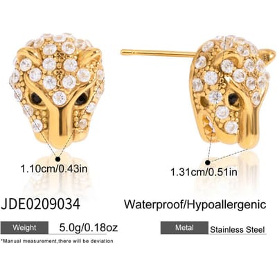 Youthway Vintage Zircon Luipaard Stud Oorbellen Voor Vrouwen Minimalistische Vergulde Roestvrij Staal Oorbellen Mode Sieraden Cadeau beige