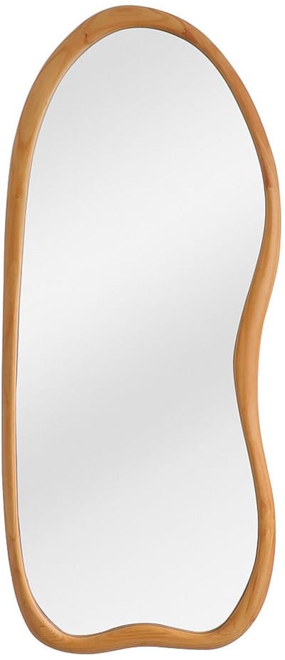 Vente-unique Grote organische wandspiegel van grenenhout - B. 68 x H. 178 cm - Naturel - HARVIL