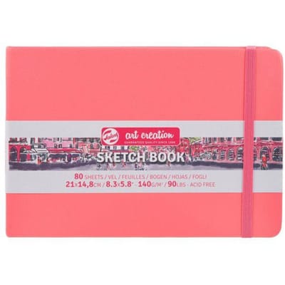 Carnet Croquis - 21 x 14,8cm - 80 feuilles - 140g - corail - Royal Talens