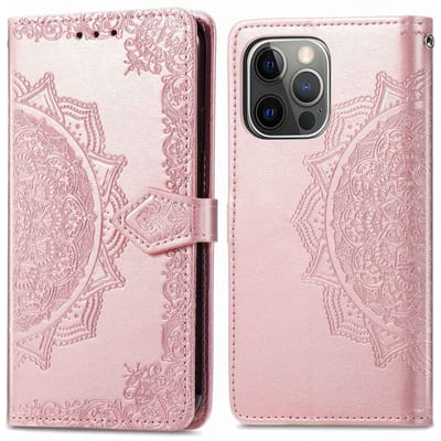imoshion Hoesje - Geschikt voor Apple iPhone 13 Pro - Mandala Bookcase - Rosé Goud