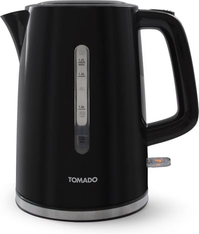 Tomado TWK1701B - Kunststof waterkoker - Zwart - 1,7 liter inhoud - 2200 watt - Waterniveau indicator