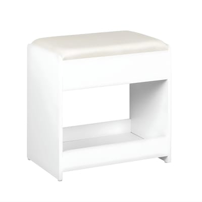 Kruk voor Kaptafel – Voor Slaapkamer & Dressing – Gestoffeerde Kruk met Antislip Voetpads – Wit