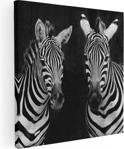 Artaza Canvas Schilderij Zebra - 30x30 cm - Klein - Wanddecoratie Afrika - Muurdecoratie Woonkamer - Kamer Accessoires