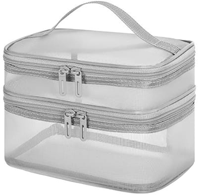 Dailygoods- Make-uptas Dubbellaags - PVC-materiaal - Mesh Design - Reistas - Opbergtas - 27x13.5x31cm - Duurzaam en Praktisch - Cosmetica Tas