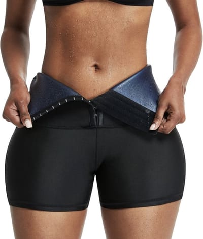 Wow Peach - Sport Shorts Shaper - Corrigerende Short - Sauna Short - Work Out - Afslanken - Taille - Sweat Shaper - Zwart - 4XL/5XL