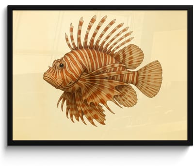 Poster in lijst - Fotolijst 80x60 cm - Posters - Strepen - Vis - Rond - Stekels - Posterlijst zwart - Decoratie - Wanddecoratie woonkamer - Muurdecoratie slaapkamer